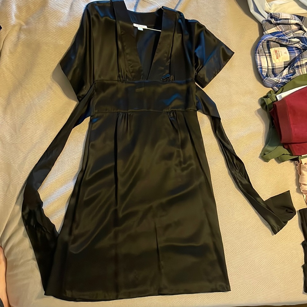 Silky black Kimono dress